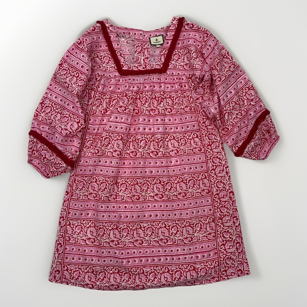 Tuckernuck Dress Pink City Prints Candy Daisy Rah Rah Mini Fringe Block Print M - Picture 10 of 16